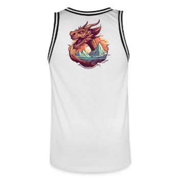 Legendary dragon dream with mountain panorama - Men's Basketball Jersey - white/black - Back - AI Model Male 185 dark (185cm)