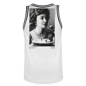 Vintage Girl No 8 by Clarissa Black 2023 - Men's Basketball Jersey - white/black - Back - AI Model Male 185 dark (185cm)