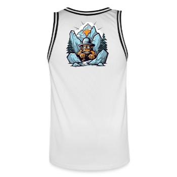 Abstrakter Berggorilla mit Hut - Männer Basketball-Trikot - Weiß/Schwarz - Hinten - AI Model Male 185 dark (185cm)