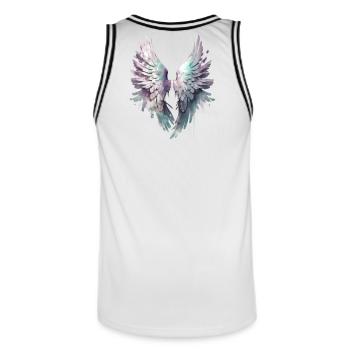 Pastel Watercolor Wings - Men's Basketball Jersey - white/black - Back - AI Model Male 185 dark (185cm)