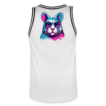 Neon Dog with Sunglasses - Men's Basketball Jersey - white/black - Back - AI Model Male 185 dark (185cm)