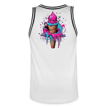 Cadeau de glace au néon pour les amateurs de tendances - Maillot de basket Homme - blanc/noir - Dos - AI Model Male 185 dark (185cm)