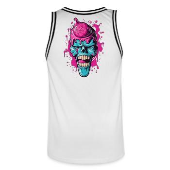 Colorful skull with acrylic design - Men's Basketball Jersey - white/black - Back - AI Model Male 185 dark (185cm)