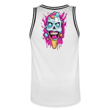 Skull Eiscreme Design - Men's Basketball Jersey - white/black - Back - AI Model Male 185 dark (185cm)