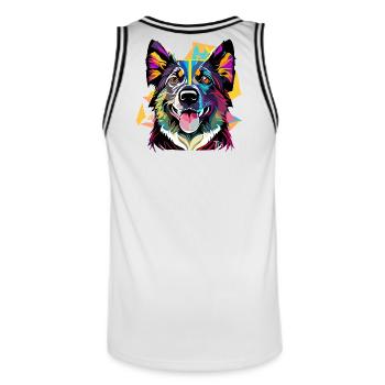 Schäferhund - Männer Basketball-Trikot - Weiß/Schwarz - Hinten - AI Model Male 185 dark (185cm)