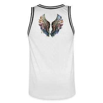 Ailes Aquarelle Arc-en-Ciel - Maillot de basket Homme - blanc/noir - Dos - AI Model Male 185 dark (185cm)