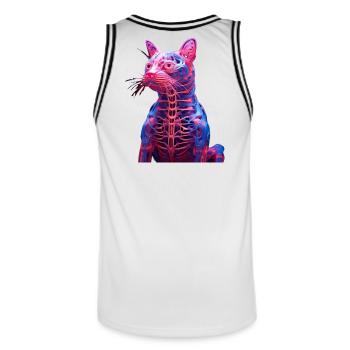 Leuchtende Anatomie Katzenskulptur - Männer Basketball-Trikot - Weiß/Schwarz - Hinten - AI Model Male 185 dark (185cm)