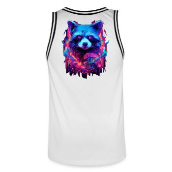 Neon Futuristic Waschbär Illustration - Männer Basketball-Trikot - Weiß/Schwarz - Hinten - AI Model Male 185 dark (185cm)