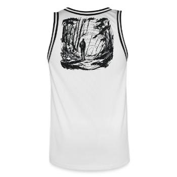 Let's go somewhere - Männer Basketball-Trikot - Weiß/Schwarz - Hinten - AI Model Male 185 dark (185cm)