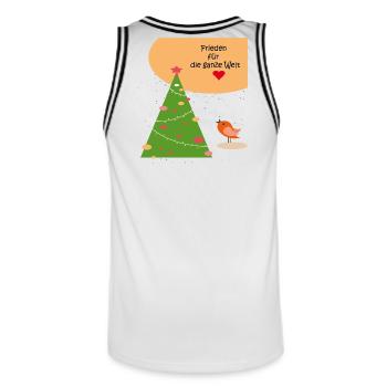 Weihnachten Frieden - Männer Basketball-Trikot - Weiß/Schwarz - Hinten - AI Model Male 185 dark (185cm)