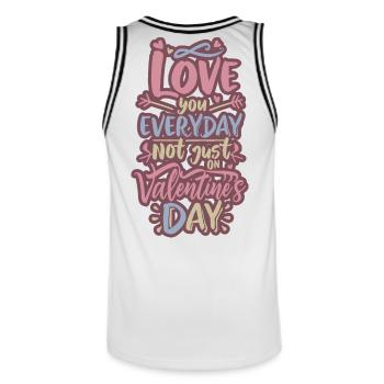 Tägliche Liebe, nicht Valentinstag - Männer Basketball-Trikot - Weiß/Schwarz - Hinten - AI Model Male 185 dark (185cm)