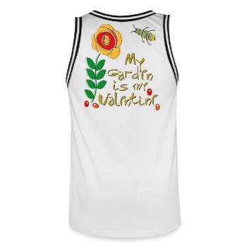 mon jardin est mon Valentin - Maillot de basket Homme - blanc/noir - Dos - AI Model Male 185 dark (185cm)