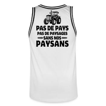 paysan, agriculteur, fermier - Maillot de basket Homme - blanc/noir - Dos - AI Model Male 185 dark (185cm)