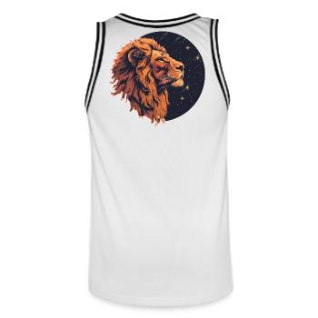 Lion avec ciel étoilé - Maillot de basket Homme - blanc/noir - Dos - AI Model Male 185 dark (185cm)
