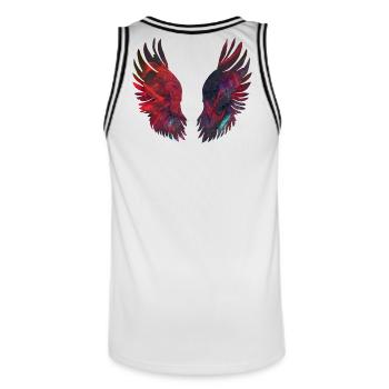 Luminescent Wings of Fire - Men's Basketball Jersey - white/black - Back - AI Model Male 185 dark (185cm)