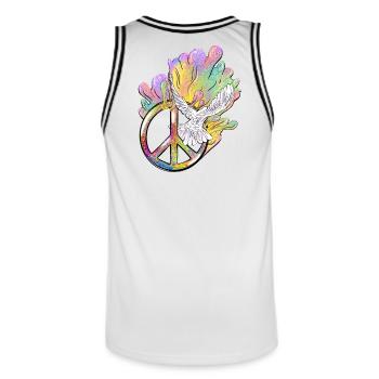 La paix est colorée - Maillot de basket Homme - blanc/noir - Dos - AI Model Male 185 dark (185cm)