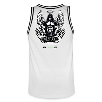Heaven's Guardian Engel - Streetwear Graphic - Männer Basketball-Trikot - Weiß/Schwarz - Hinten - AI Model Male 185 dark (185cm)