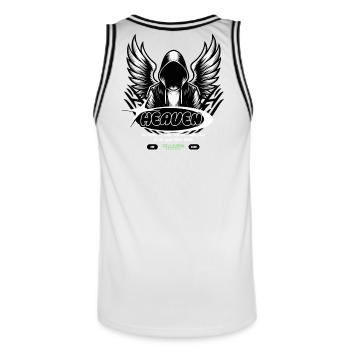 Heaven Engel im Hoodie - Engelflügel - Männer Basketball-Trikot - Weiß/Schwarz - Hinten - AI Model Male 185 dark (185cm)