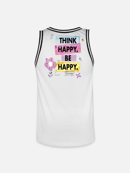 Think Happy, Be Happy - Männer Basketball-Trikot - Weiß/Schwarz