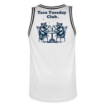 Taco Tuesday Club - Männer Basketball-Trikot - Weiß/Schwarz - Hinten - AI Model Male 185 dark (185cm)