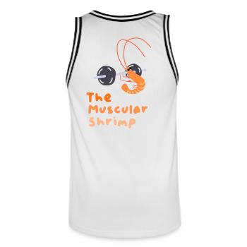 Muskulöse Garnelen - Männer Basketball-Trikot - Weiß/Schwarz - Hinten - AI Model Male 185 dark (185cm)