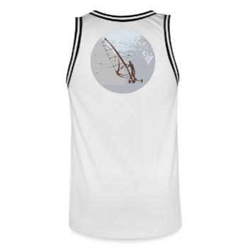 Speed-Segel - Männer Basketball-Trikot - Weiß/Schwarz - Hinten - AI Model Male 185 dark (185cm)