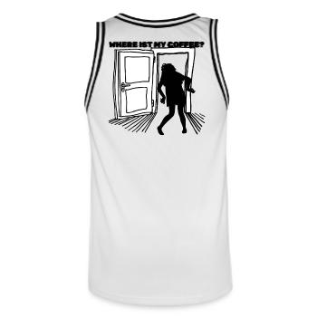 Coffee Lovers – The Saviour for Morning Grouches - Men's Basketball Jersey - white/black - Back - AI Model Male 185 dark (185cm)