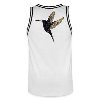 Hummingbird - Men's Basketball Jersey - white/black - Back - AI Model Male 185 dark (185cm)
