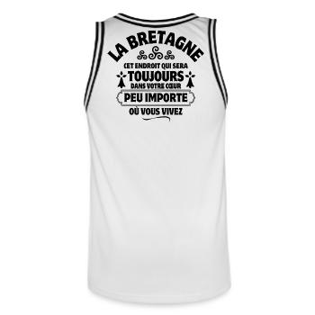 Bretagne, Breton, celte, je suis Breton - Maillot de basket Homme - blanc/noir - Dos - AI Model Male 185 dark (185cm)