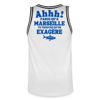 Marseille, je suis Marseillais, Marseillais, 13 - Maillot de basket Homme - blanc/noir - Dos - AI Model Male 185 dark (185cm)