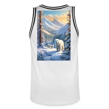Arctic Polar Family in Snowy Peaks - Men's Basketball Jersey - white/black - Back - AI Model Male 185 dark (185cm)