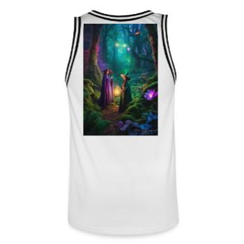 Coven au clair de lune dans la Forêt Enchantée - Maillot de basket Homme - blanc/noir - Dos - AI Model Male 185 dark (185cm)