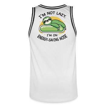 Cadeau humour Je ne suis pas paresseux - Maillot de basket Homme - blanc/noir - Dos - AI Model Male 185 dark (185cm)