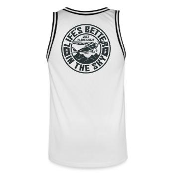 Life is better in the sky - Men's Basketball Jersey - white/black - Back - AI Model Male 185 dark (185cm)