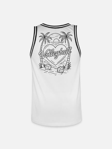 Volleyball Herz Minimalistisch - Männer Basketball-Trikot - Weiß/Schwarz