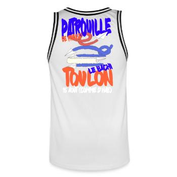 Patrouille de France Toulon 15 aout - Maillot de basket Homme - blanc/noir - Dos - AI Model Male 185 dark (185cm)