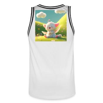 Design  - Men's Basketball Jersey - white/black - Back - AI Model Male 185 dark (185cm)