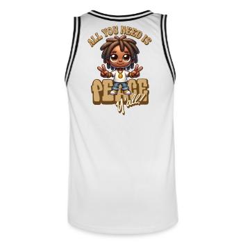 Peace Yall Cartoon Vibe - Männer Basketball-Trikot - Weiß/Schwarz - Hinten - AI Model Male 185 dark (185cm)