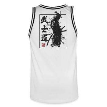 Vintage Japan Katana Sumi-e Japanese Samurai - Men's Basketball Jersey - white/black - Back - AI Model Male 185 dark (185cm)