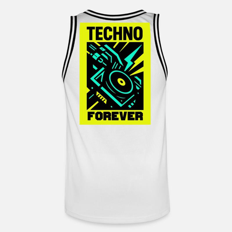 Techno Forever - Männer Basketball-Trikot - Weiß/Schwarz