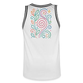 Colorful spirals and plant patterns Neon Festival - Men's Basketball Jersey - white/black - Back - AI Model Male 185 dark (185cm)