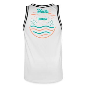 Summer Palm Tree Beach Design - Men's Basketball Jersey - white/black - Back - AI Model Male 185 dark (185cm)