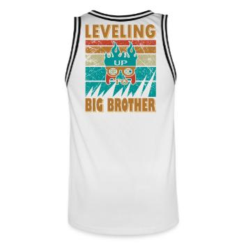 Gaming-Inspired Bruder Design - Men's Basketball Jersey - white/black - Back - AI Model Male 185 dark (185cm)