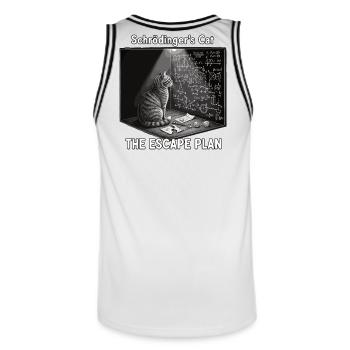 Schrödinger's cat with escape plan - Men's Basketball Jersey - white/black - Back - AI Model Male 185 dark (185cm)