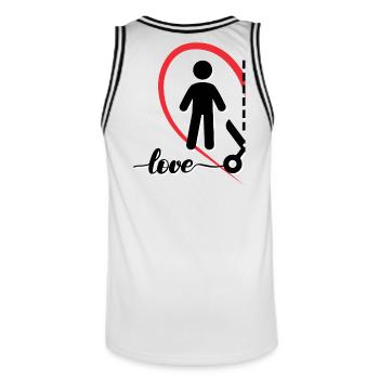 Minimalistisches Liebesdesign Links Halbes Herz - Männer Basketball-Trikot - Weiß/Schwarz - Hinten - AI Model Male 185 dark (185cm)