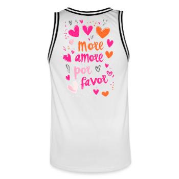 more amore por favor - Men's Basketball Jersey - white/black - Back - AI Model Male 185 dark (185cm)