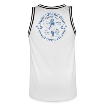 Surf sister club Île Vancouver - Maillot de basket Homme - blanc/noir - Dos - AI Model Male 185 dark (185cm)