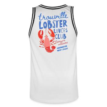 Trouville Lobster Lovers Club - Men's Basketball Jersey - white/black - Back - AI Model Male 185 dark (185cm)