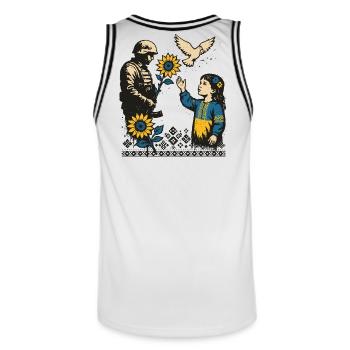 Hope in the fog of war - Men's Basketball Jersey - white/black - Back - AI Model Male 185 dark (185cm)