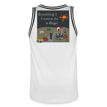 Tout ce que je veux faire est illégal T-Shirt - Maillot de basket Homme - blanc/noir - Dos - AI Model Male 185 dark (185cm)